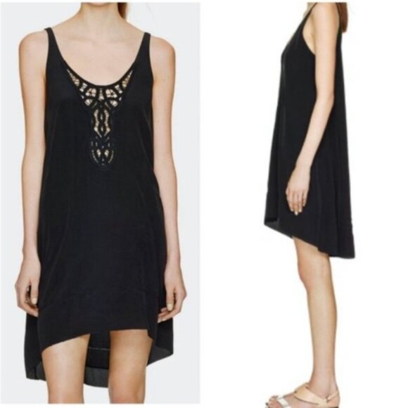 Aritzia Wilfred NEW Lazare Silk Lace Crochet Dress Light HiLow Sleeveless ALine - Picture 1 of 13